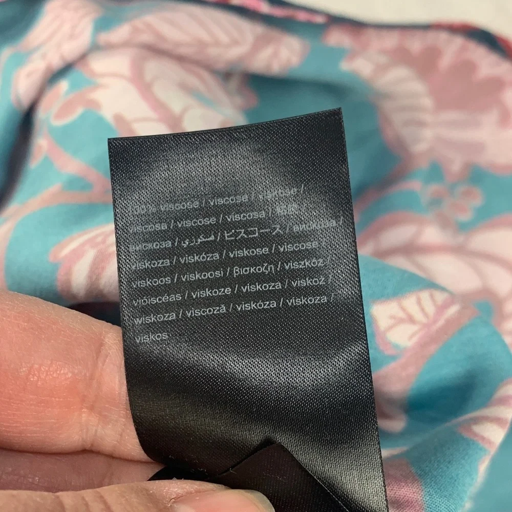 Farm Rio size medium new Blue flower delicacy Paisley slip dress floral pink - Picture 10 of 12